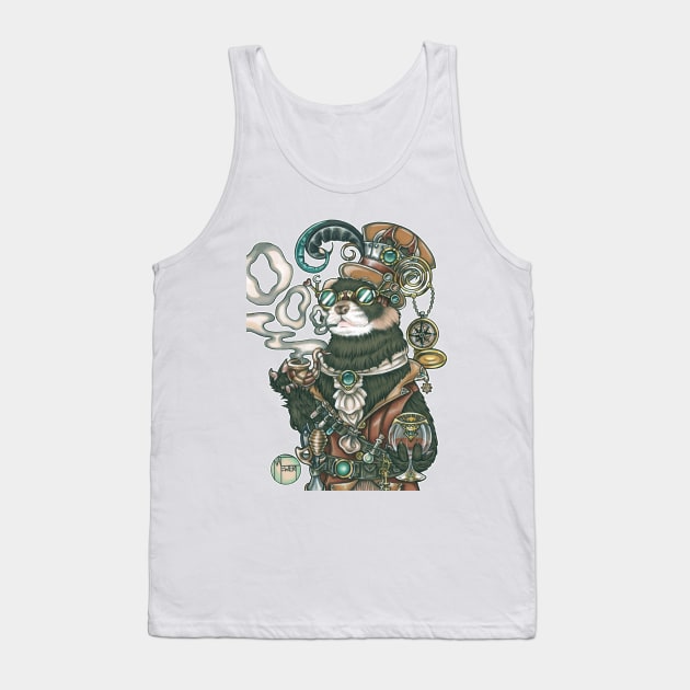 Steampunk Ferret Mr. Octavius Tank Top by Nat Ewert Art